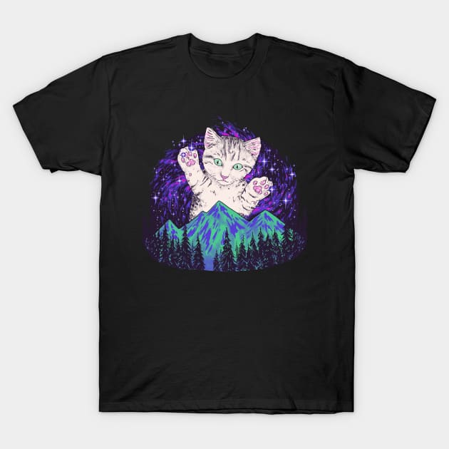 Aurora Meowealis T-Shirt by Hillary White Rabbit